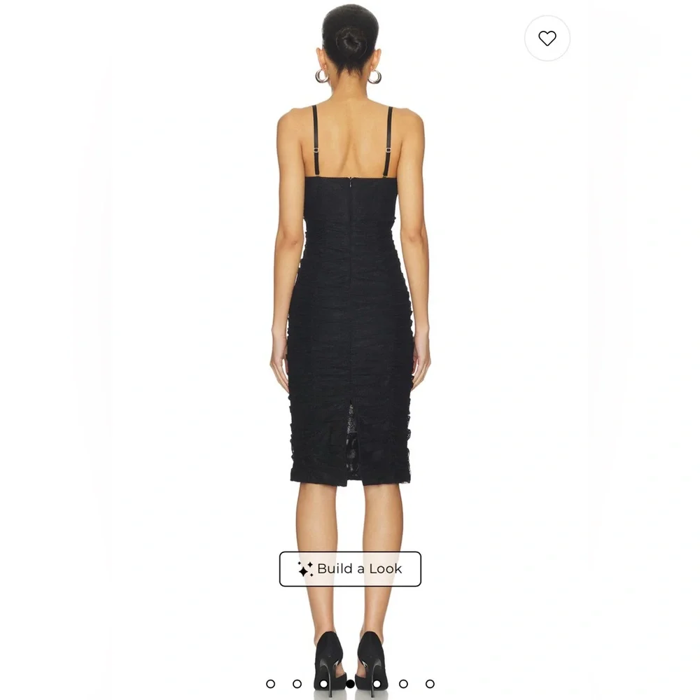 L'AGENCE Senna Lace Bustier Midi Dress in Black // Size Medium - Picture 3 of 5